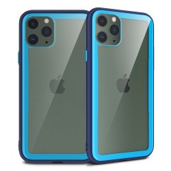 iPhone 11 Pro Max (6.5in) Clear Slim Matte Hybrid Bumper Case (Navy Blue)